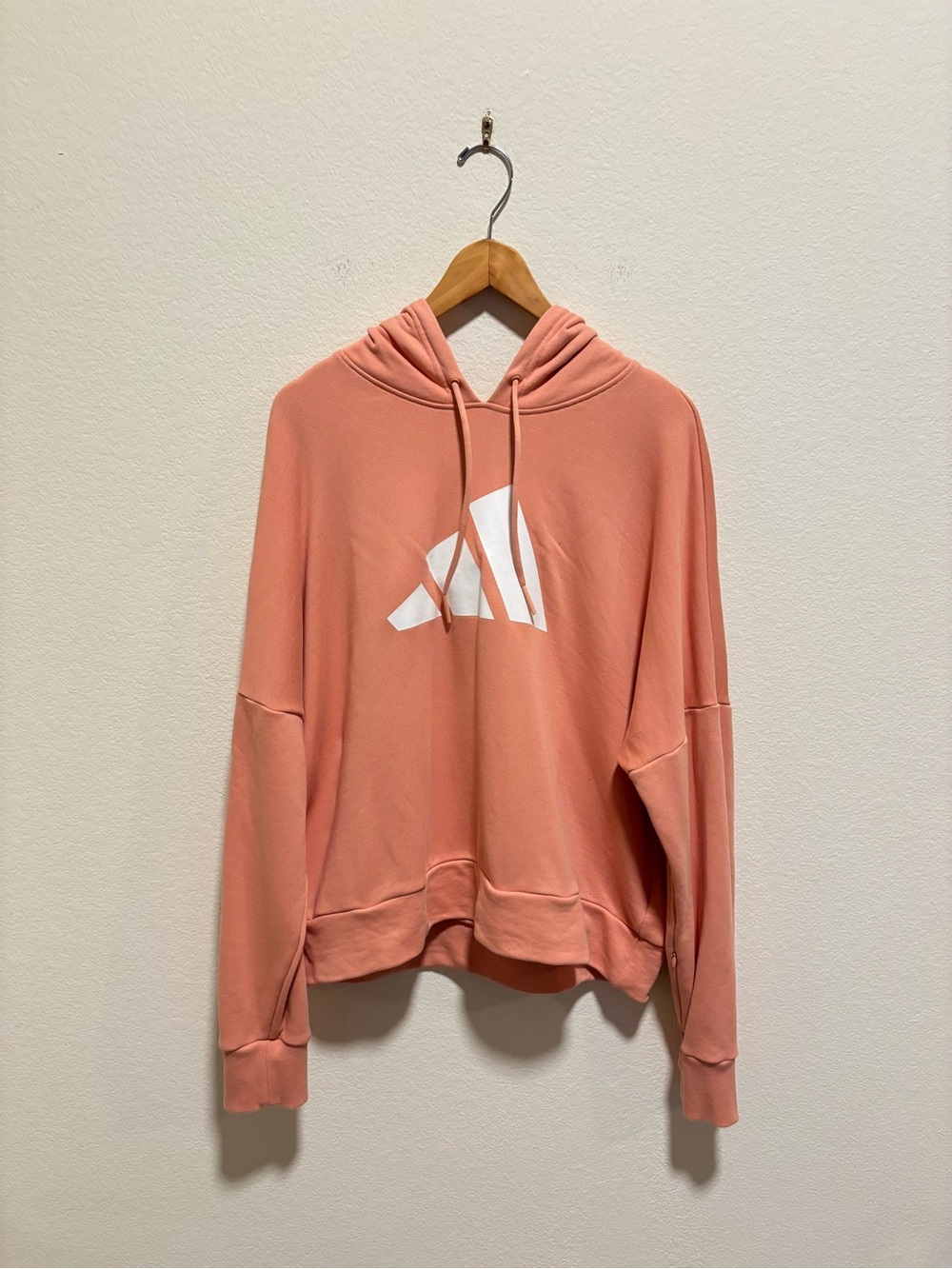 Adidas Pink Coral Hoodie with White Logo